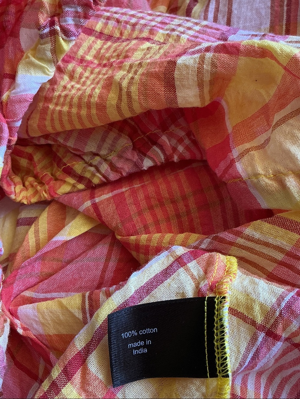 Lane Bryant Yellow & Coral Plaid Peasant Blouse - Picture 9 of 11